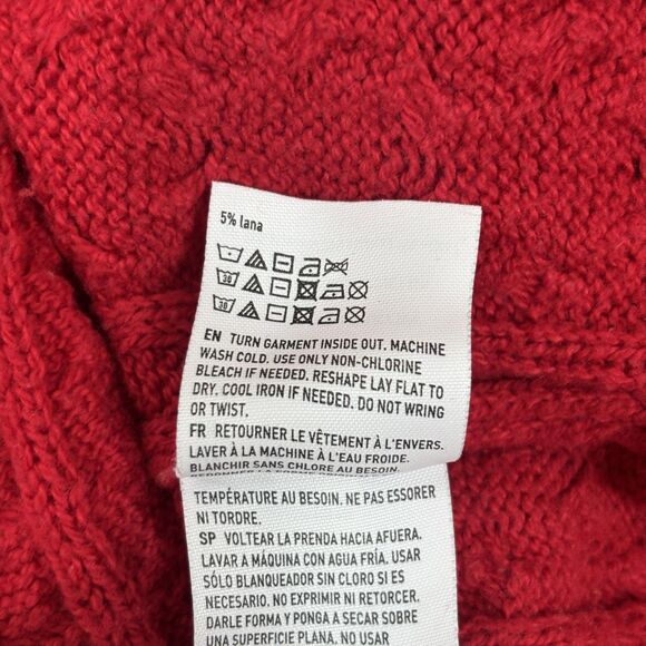 American Eagle Sweater Women's Medium Red Cable Knit Pullover Zipper Hem Casual - Picture 8 of 8